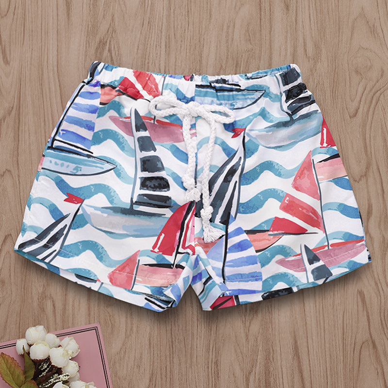 Hawaiian style beach print beach shorts