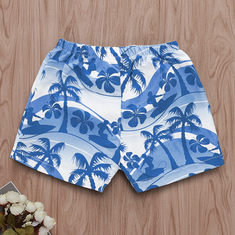 Hawaiian style beach print beach shorts