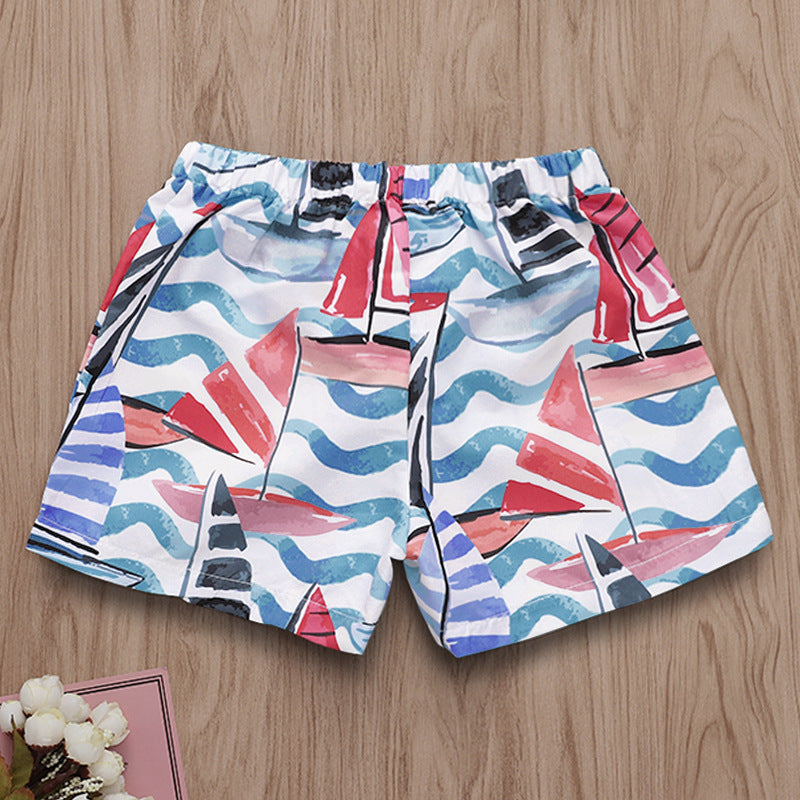 Hawaiian style beach print beach shorts