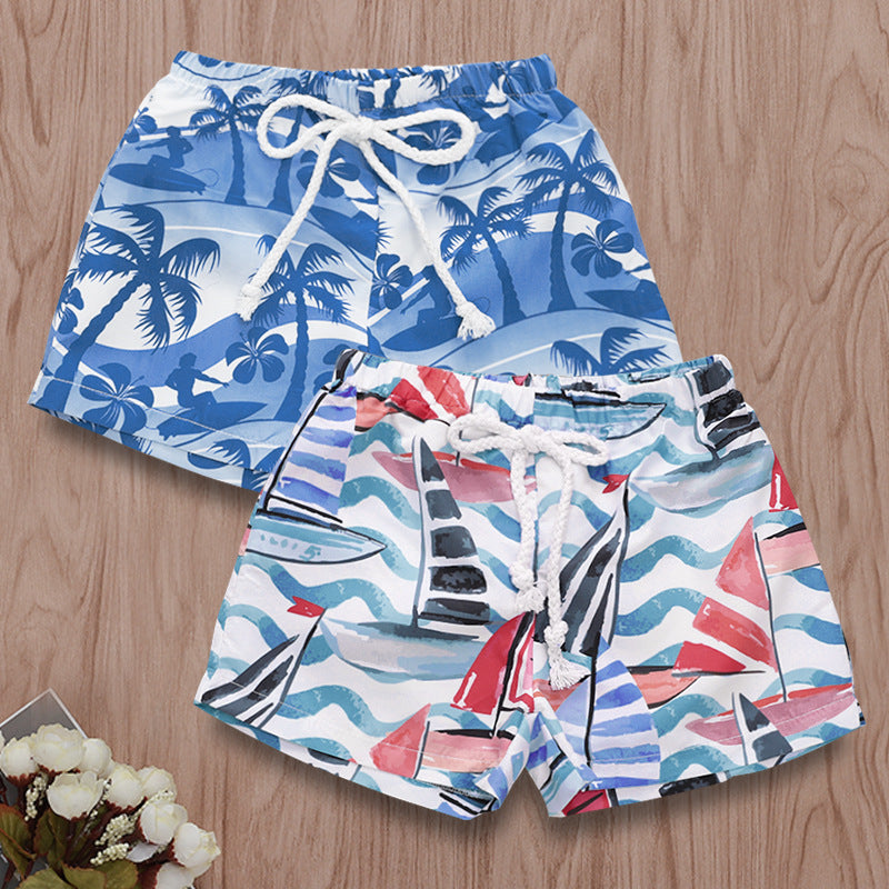 Hawaiian style beach print beach shorts
