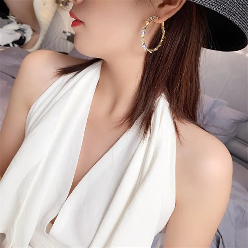 Crystal Round Hoop Earrings