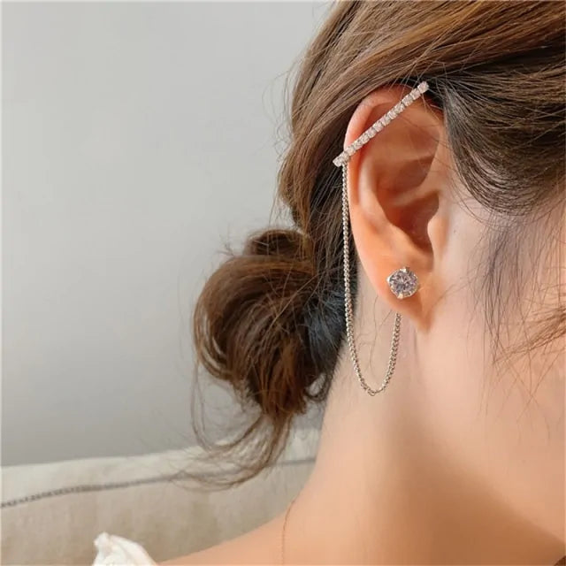 1PC Gold Color Moon Star Clip Earrings