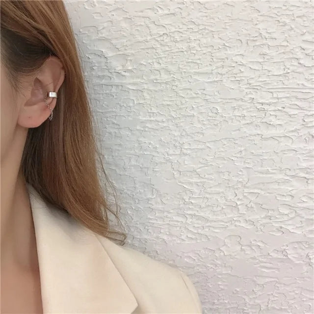 1PC Gold Color Moon Star Clip Earrings