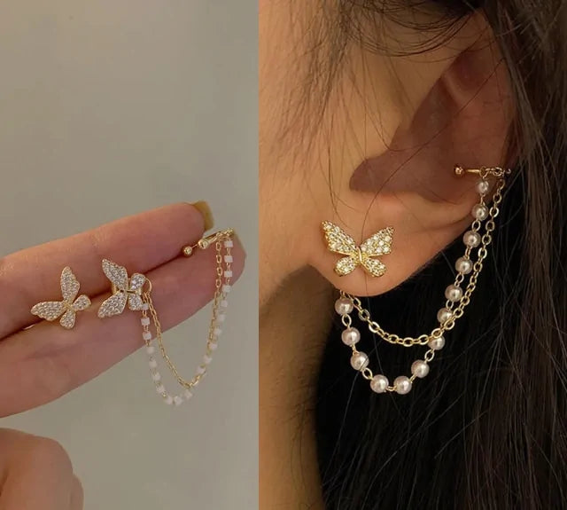 1PC Gold Color Moon Star Clip Earrings