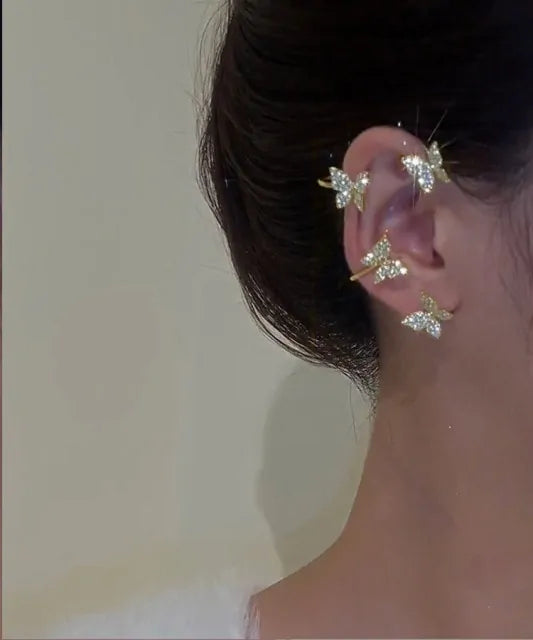 1PC Gold Color Moon Star Clip Earrings