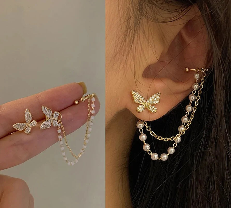 1PC Gold Color Moon Star Clip Earrings