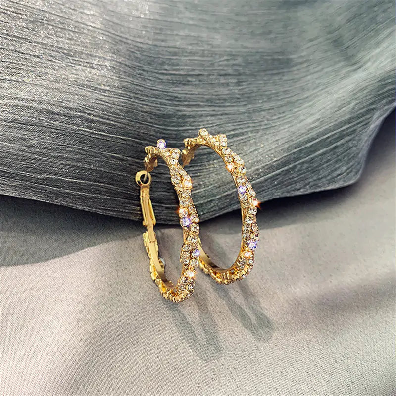 Crystal Round Hoop Earrings