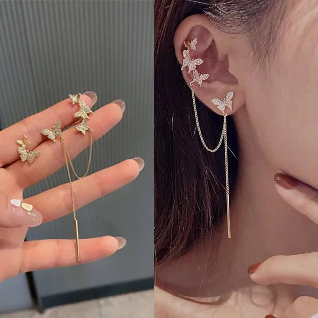 1PC Gold Color Moon Star Clip Earrings