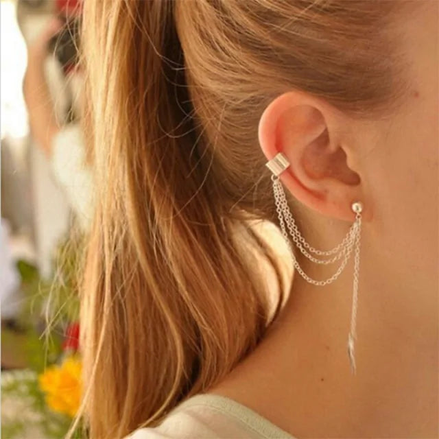 1PC Gold Color Moon Star Clip Earrings