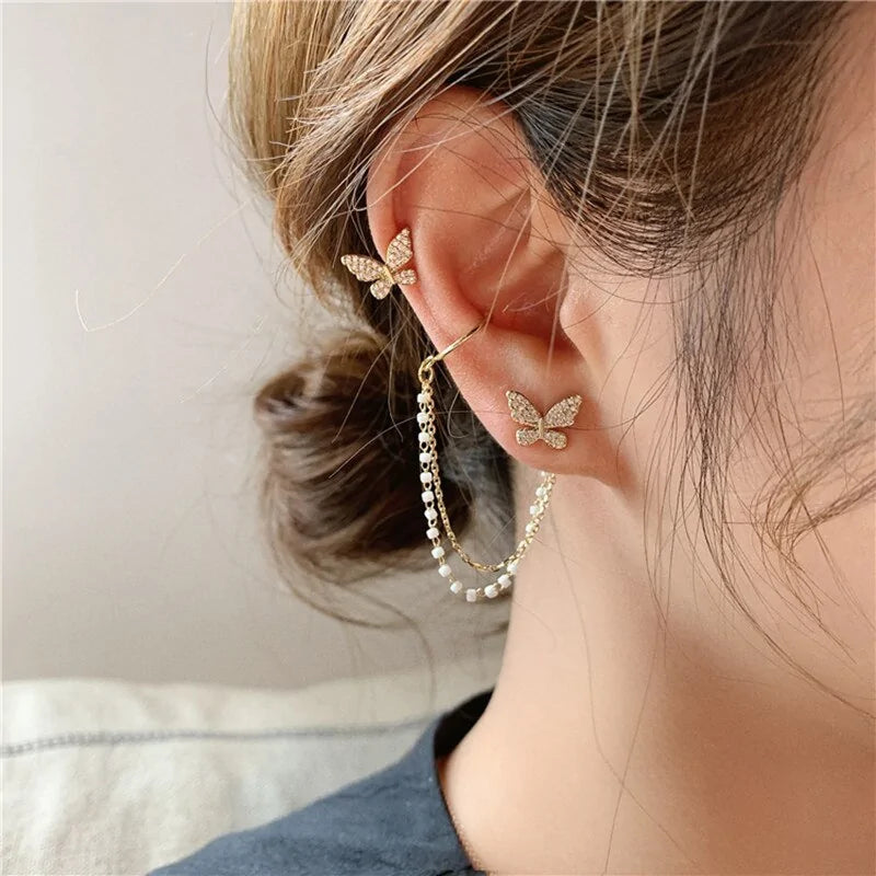 1PC Gold Color Moon Star Clip Earrings
