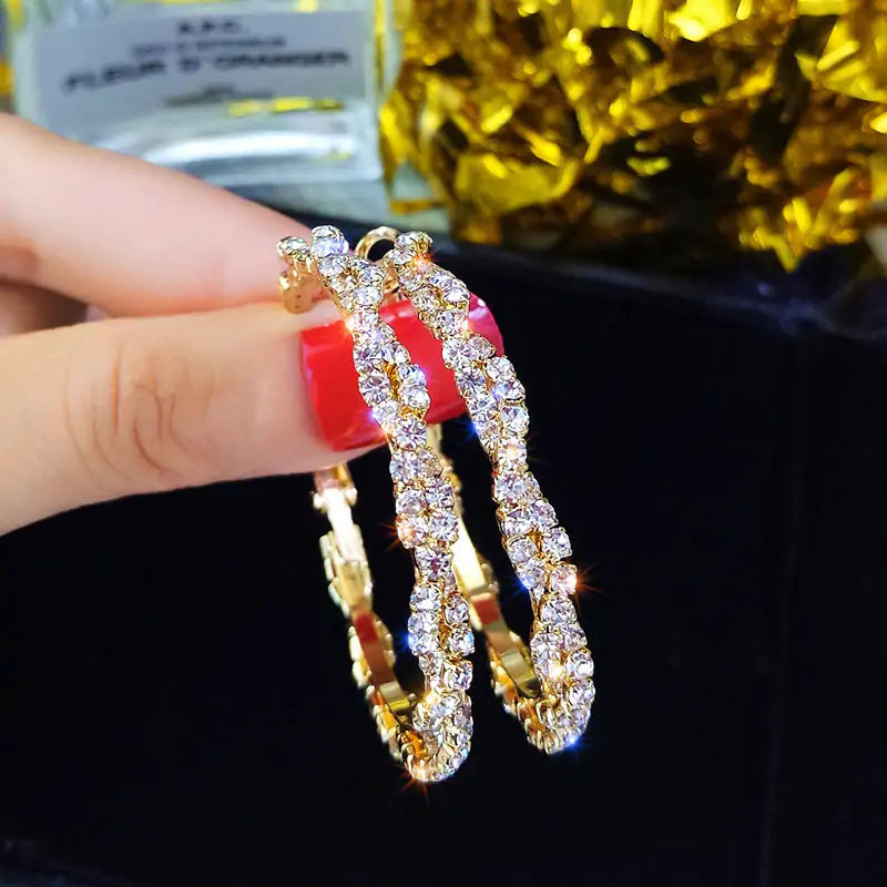 Crystal Round Hoop Earrings