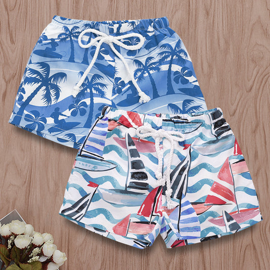Hawaiian style beach print beach shorts